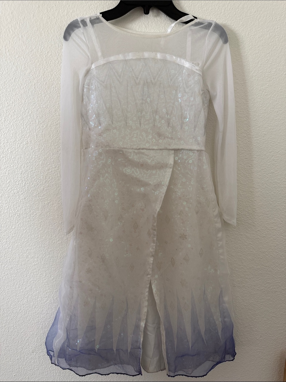 Disney Store Elsa White Dress with Light Blue Ombre Sequin Overlay Costume